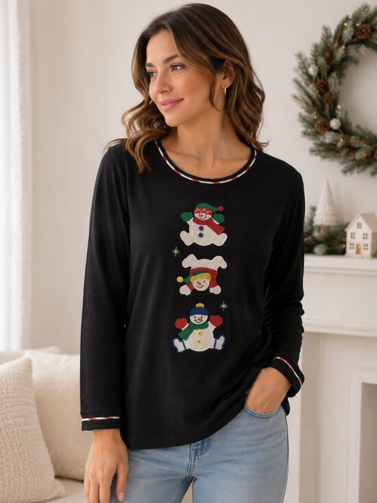 Mercer Street Studio Tops - Mercer Street Studio Snowman Holiday Top Petite XL